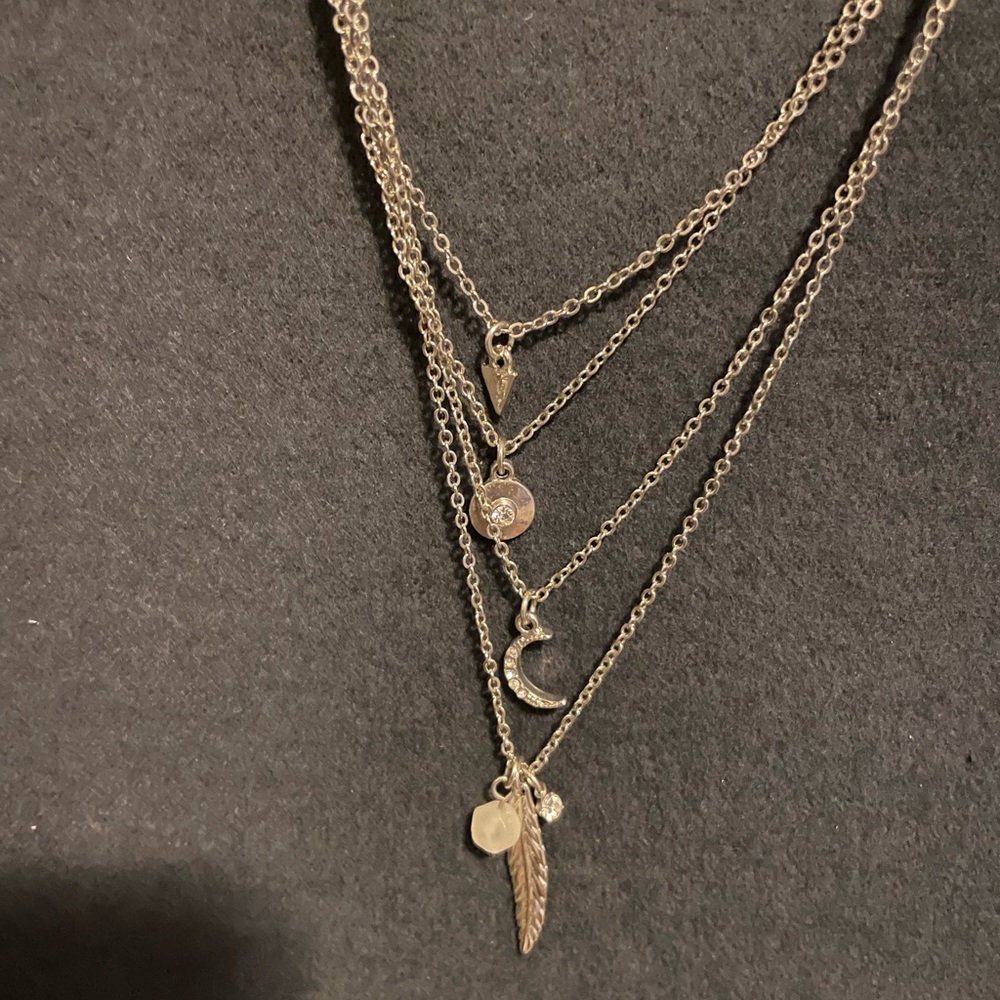 Layered silver necklace
